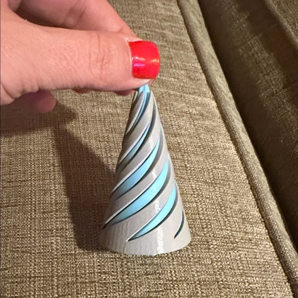 Grey and Light Blue Swirl Party Cone Hat - Unbranded fidget